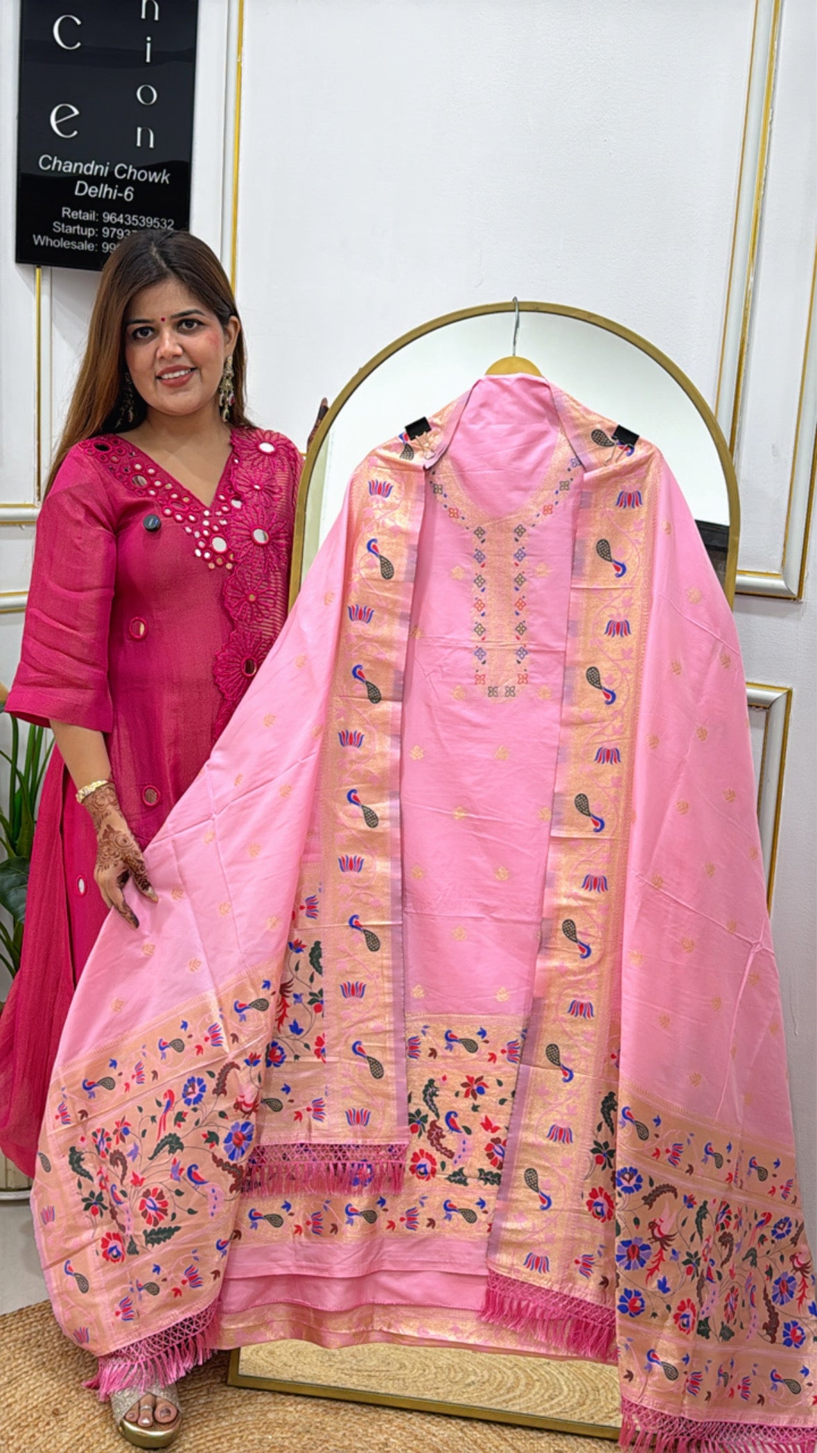 Festival Special Full Kalamkari Weaved Silk Suit Material with Matching Weaved Silk Dupatta GF 375